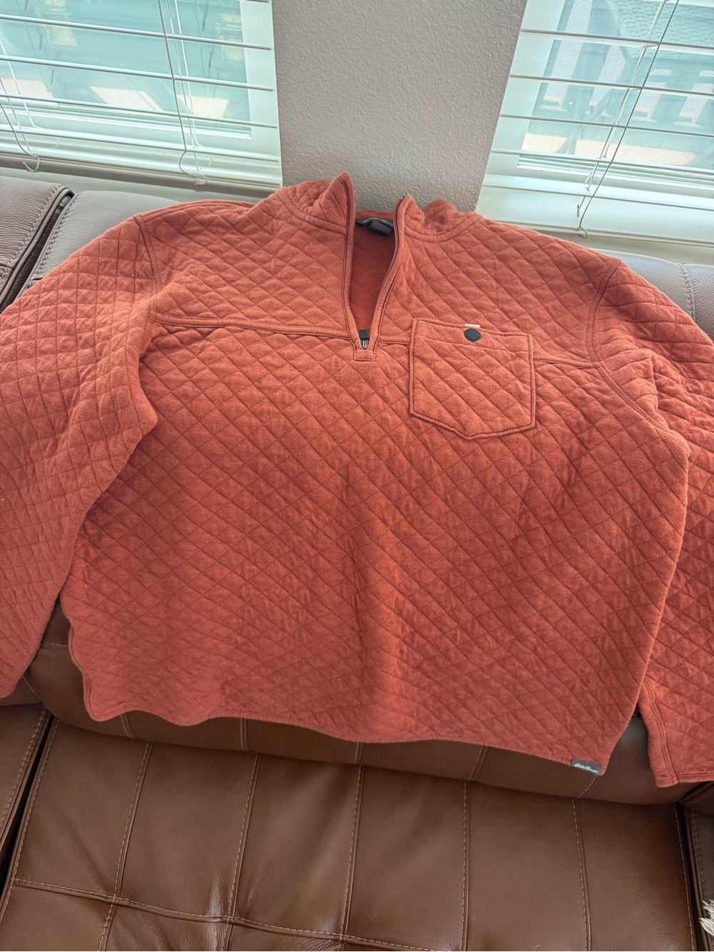Eddie Bauer Quilted Half-Zip Sweater - Rust Orange